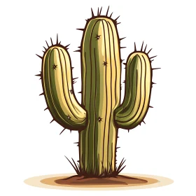 Green Cactus with Spikes Illustration