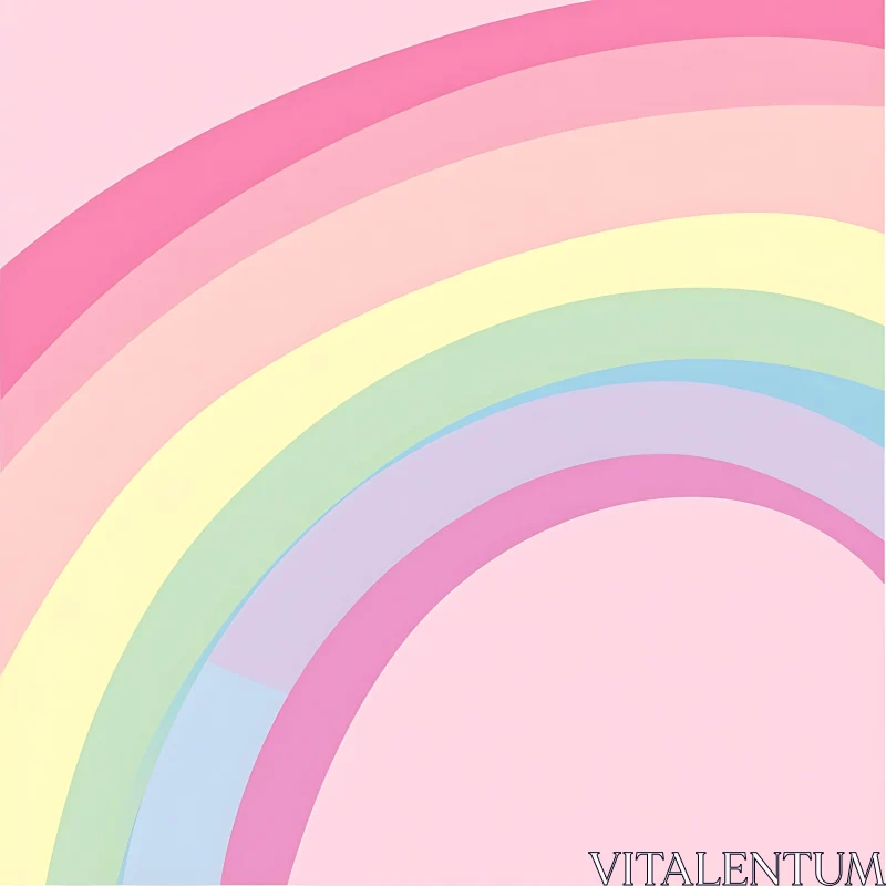 Soft Hues Rainbow on Pink Canvas AI Image