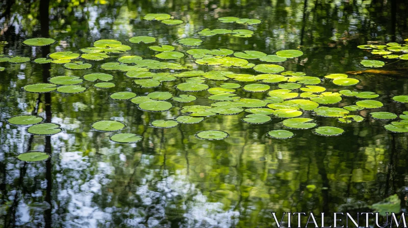 Serene Water with Lily Pads AI Image