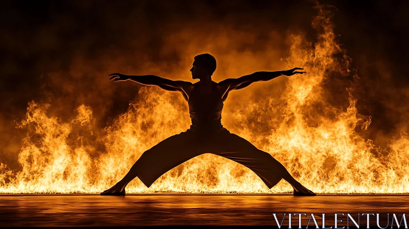 AI ART Silhouette Yoga in Fire