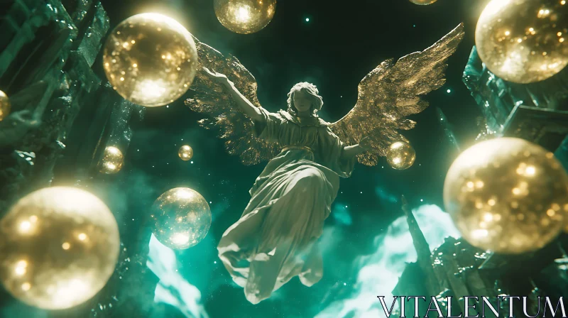 Floating Angel in a Mystical Realm AI Image