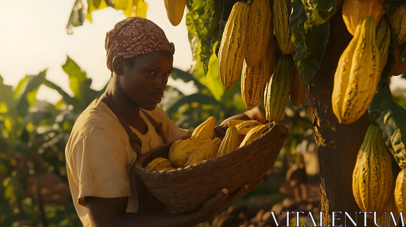 Cocoa Harvest in the Tropics AI Image