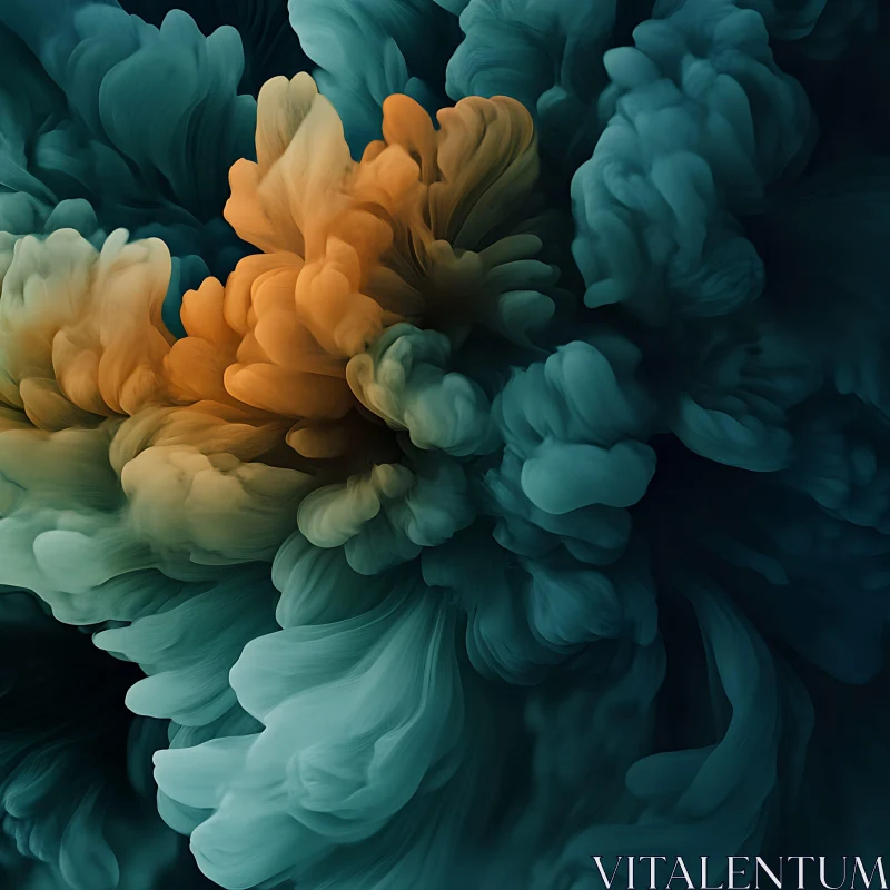 Flowing Abstract Art with Teal and Orange Swirls AI Image