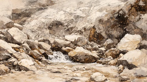 Flowing Stream Amongst Rocky Terrain