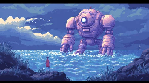 Giant Robot on the Seashore