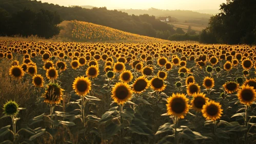 Golden Sunflower Meadow Landscape