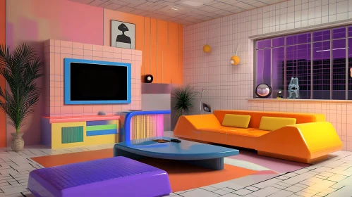 Vibrant Retro Interior with Colorful Furniture