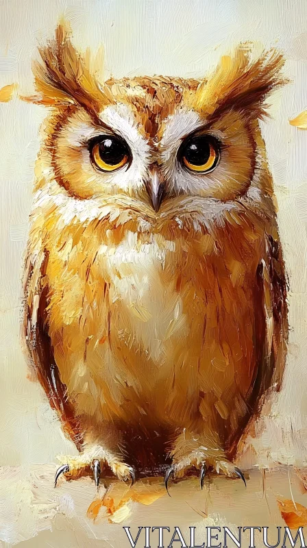 Artistic Owl Portrait with Golden Eyes AI Image