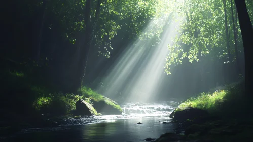 Sunlit Forest River