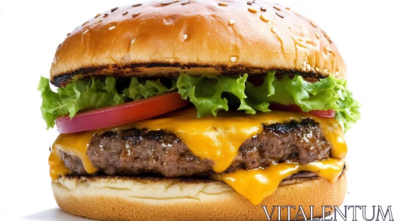 Delicious Cheeseburger Close-Up AI Image