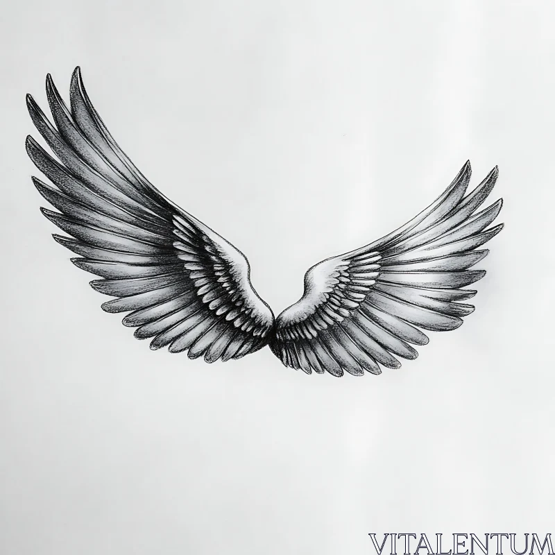 Symmetrical Detailed Angel Wings Tattoo AI Image