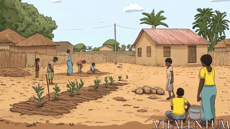 Village Life: Cultivating Hope Together AI Image