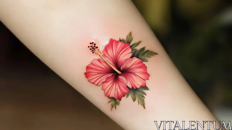 Intricate Red Hibiscus Tattoo Design AI Image