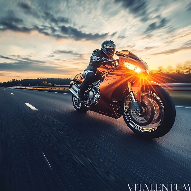 Sunset Motorcycle Ride AI Image