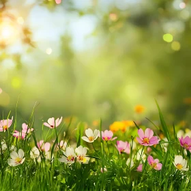 Blooming Wildflowers in a Green Field