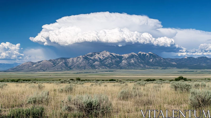 Mountain Landscape with Dramatic Clouds AI Image