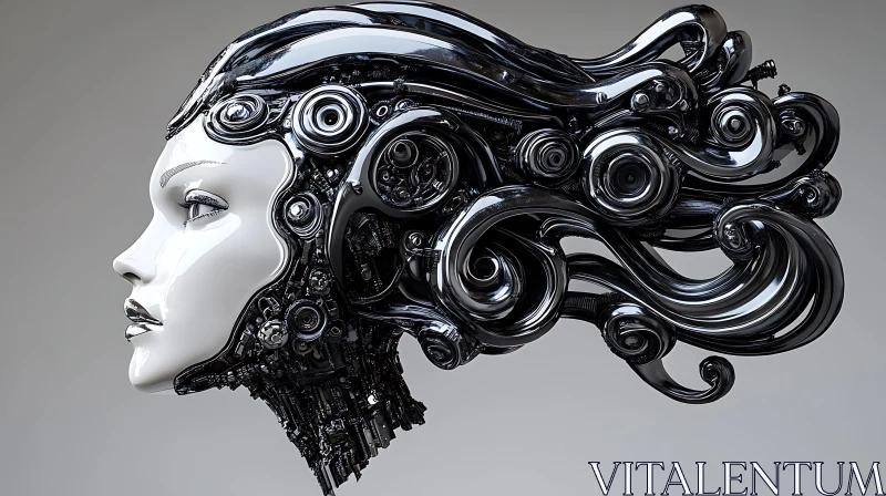 Cyborg Art: Intricate Mechanical Design AI Image