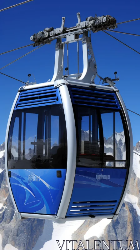 Captivating Cable Car Artwork in Blue | Photorealistic Detailing AI Image