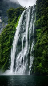 Captivating Waterfall in Green Mountains | Detailed Foliage