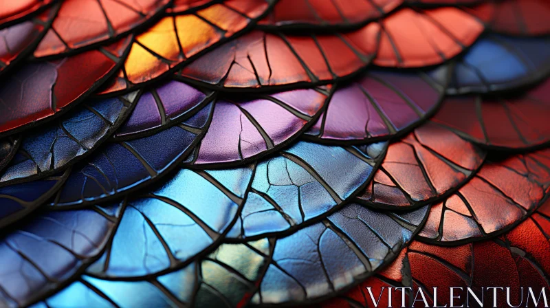 Colorful Metallic Wing Mosaic - Abstract Art AI Image