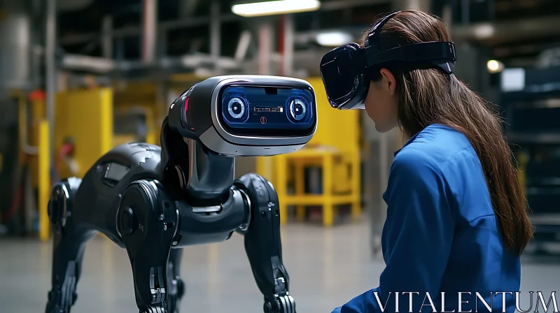 Woman and Robot Dog in VR AI Image