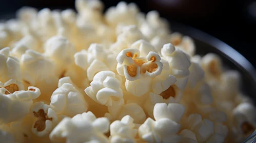 Detailed Close-up of Popcorn in a Bowl - Light Yellow Hue