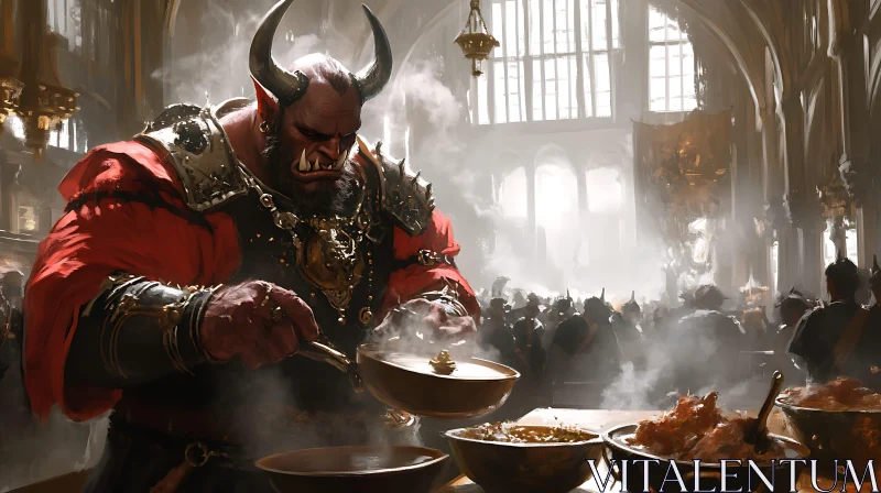 AI ART Culinary Orc in Medieval Setting