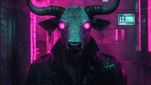 Cyberpunk Bull Character Portrait