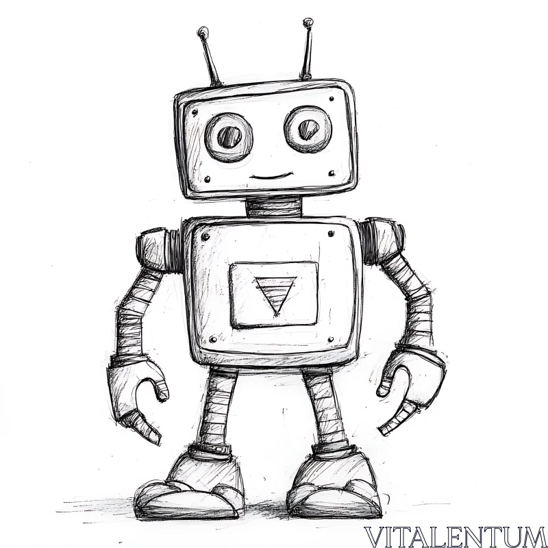 AI ART Monochrome Robot Illustration