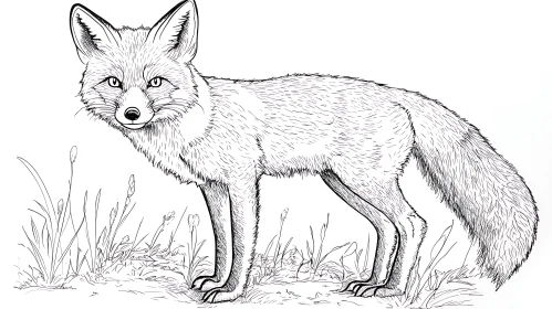 Fox Portrait in Black and White