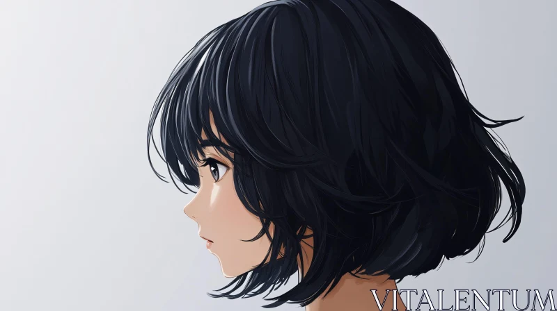 Anime Profile View: Short Haired Beauty AI Image