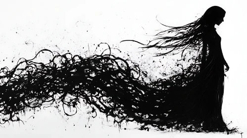 Ink Silhouette of a Woman