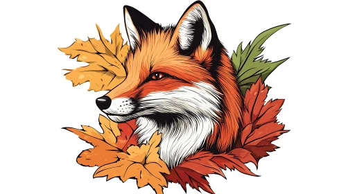 Fox Surrounded by Fall Foliage