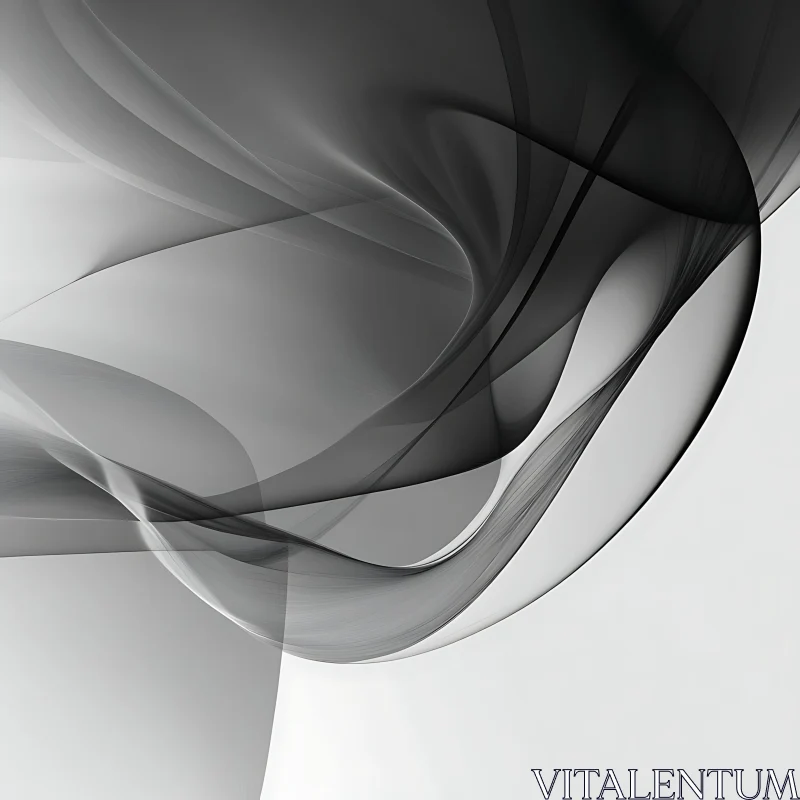 Fluid Curves Monochrome Art AI Image