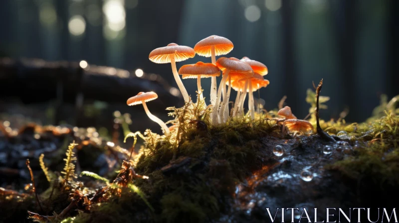 Enchanted Forest: Captivating View of Norwegian Mushrooms AI Image