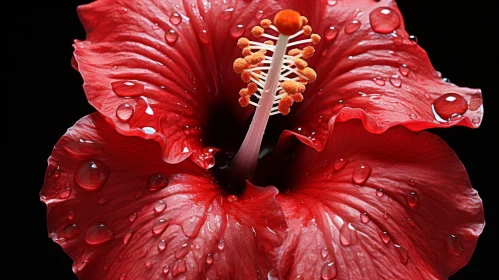 Enigmatic Tropics: Hibiscus Flower in Raindrops