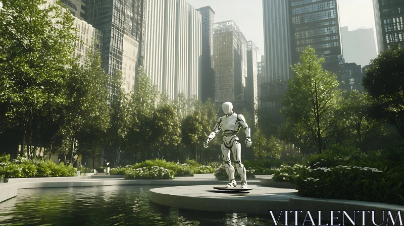 Urban Robot on Hoverboard AI Image