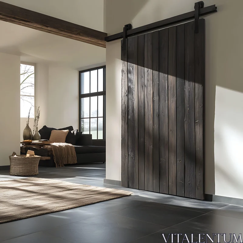 AI ART Modern Interior with Sliding Barn Door