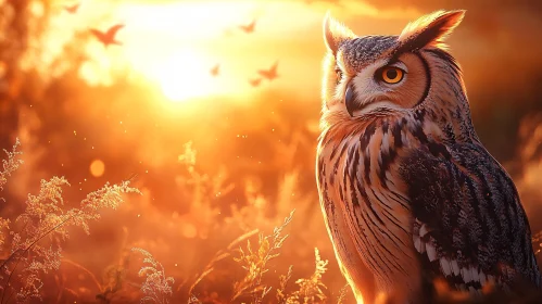 Regal Owl in Golden Light