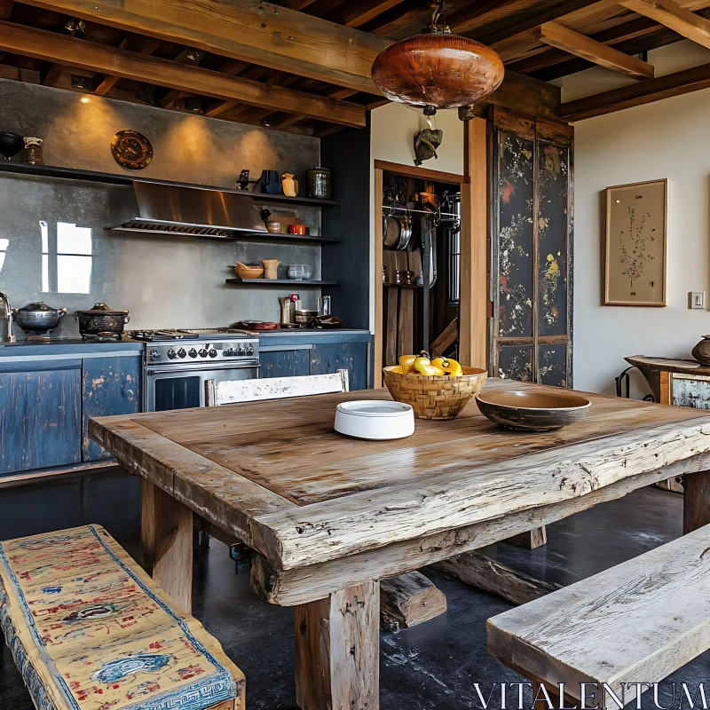 AI ART Warm and Inviting Rustic Kitchen Interior