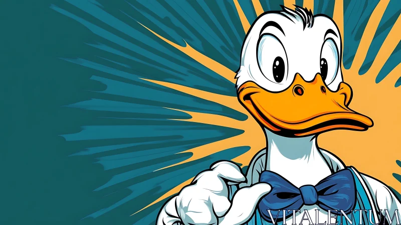 AI ART Cartoon Donald Duck with Bow Tie