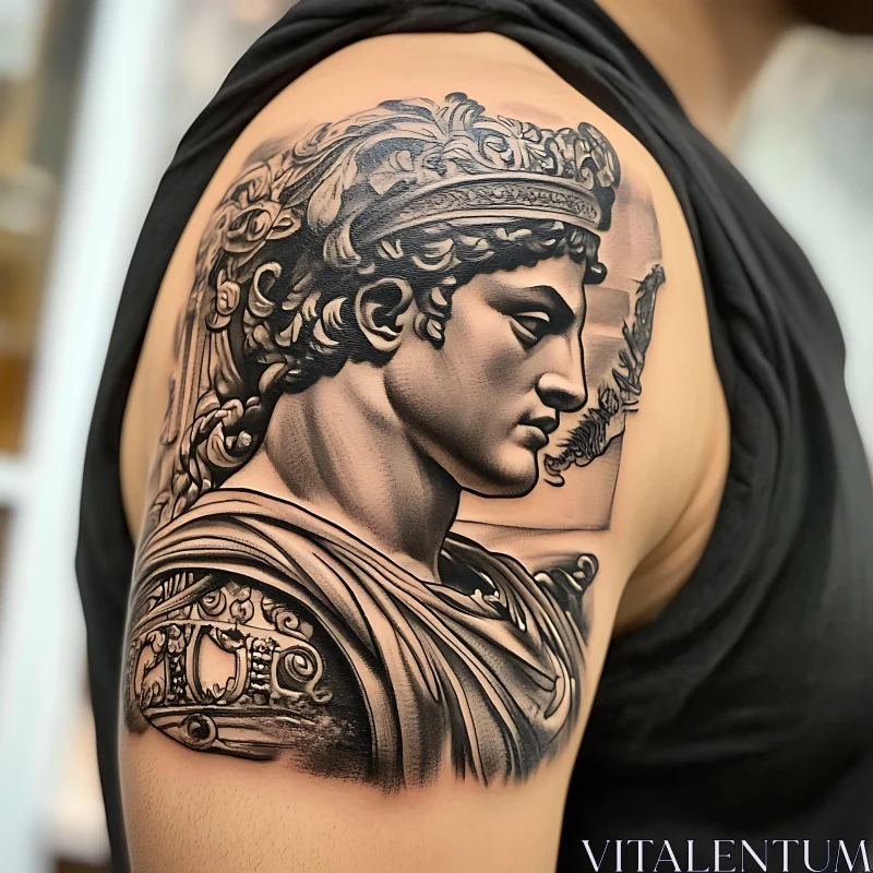 Detailed Greek Sculpture Tattoo on Arm AI Image