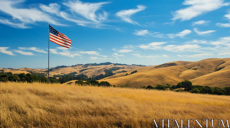 AI ART Golden Field with American Flag