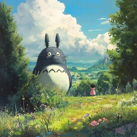 Dreamy Anime Landscape with Totoro