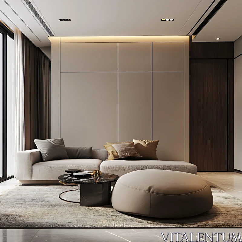 AI ART Modern Living Room with Plush Seating