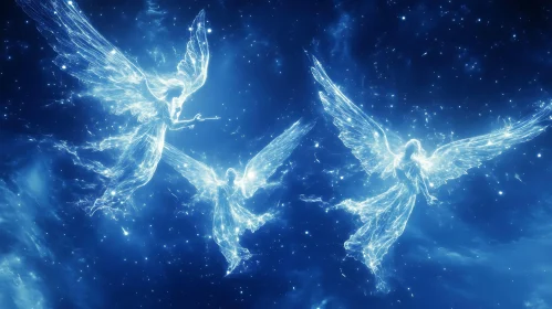 Celestial Angels Soaring Through the Cosmos