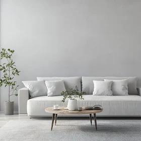 Cozy White Sofa with Wooden Table
