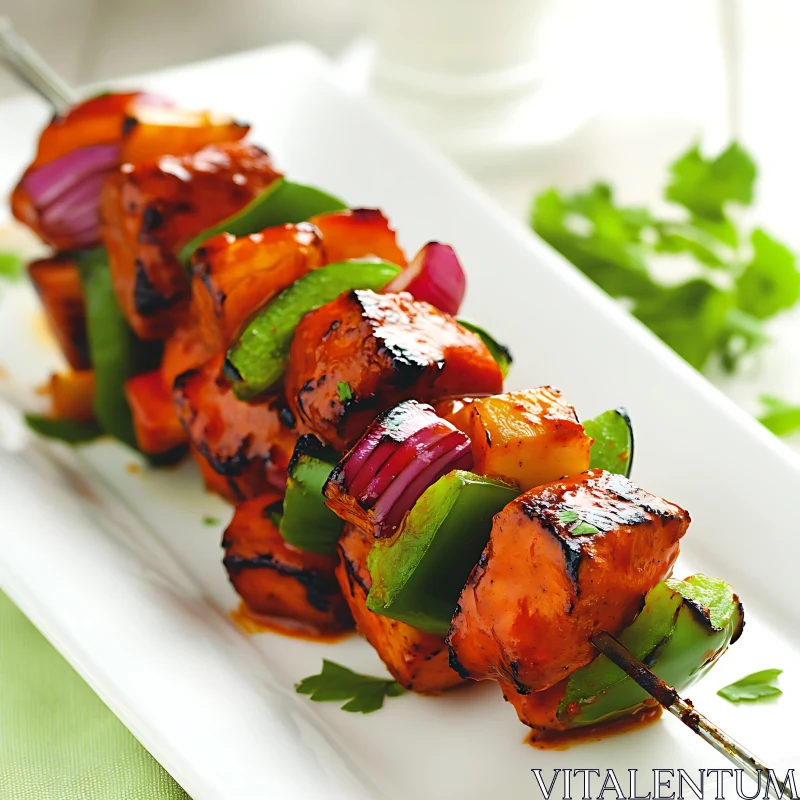 Tasty Grilled Kebabs with Fresh Vegetables AI Image