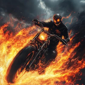 Infernal Ride: Motorcycle engulfed in flames