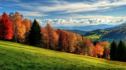 Autumnal Vista of Hills and Meadows